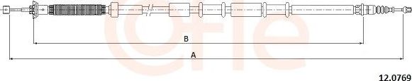 Трос ручника (тросик ручного тормоза) Cofle задний правый/левый для Fiat 500L I 2012-2026. Артикул 12.0769