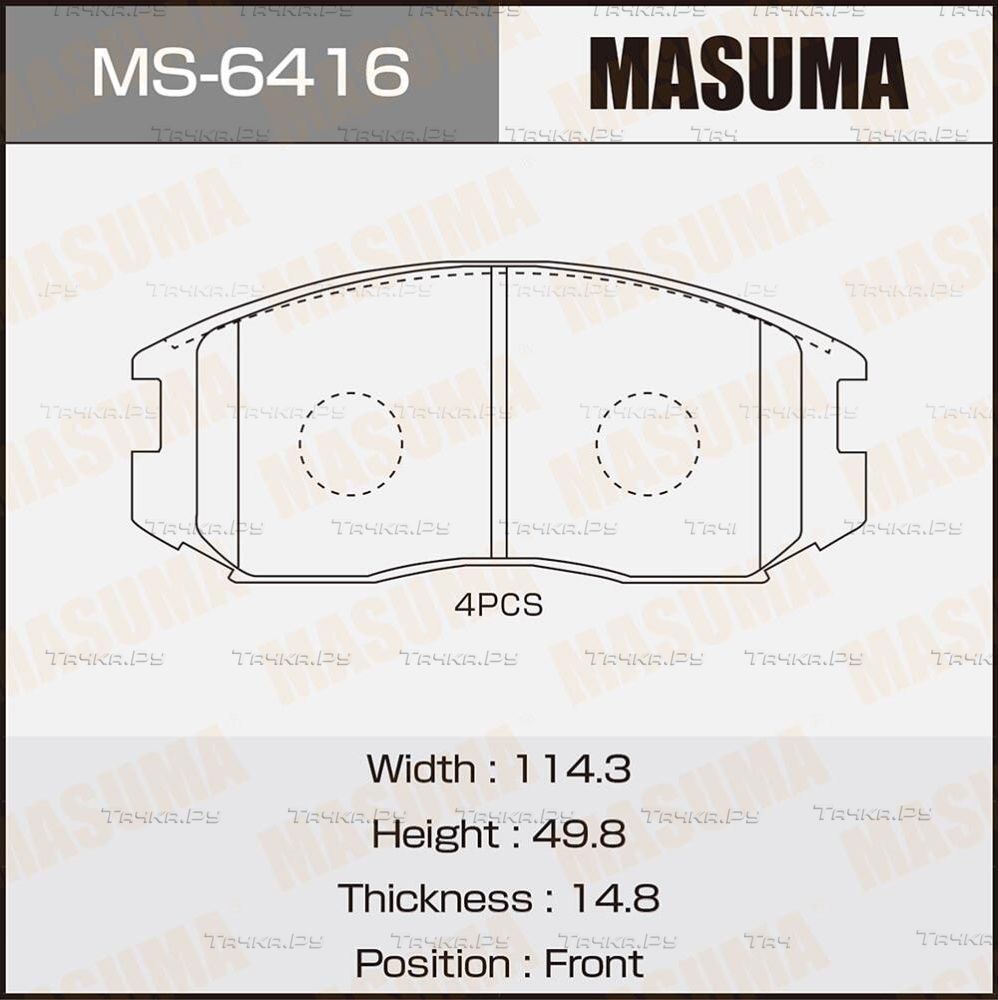 Тормозные колодки Masuma передние для Toyota Rush I 2006-2016. Артикул MS-6416