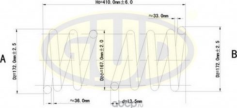 Пружина подвески G.U.D. передняя для Ford Mondeo II 1996-2000. Артикул GCS027563