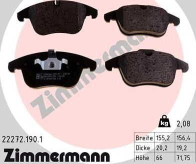 Тормозные колодки Zimmermann. Артикул 22272.190.1