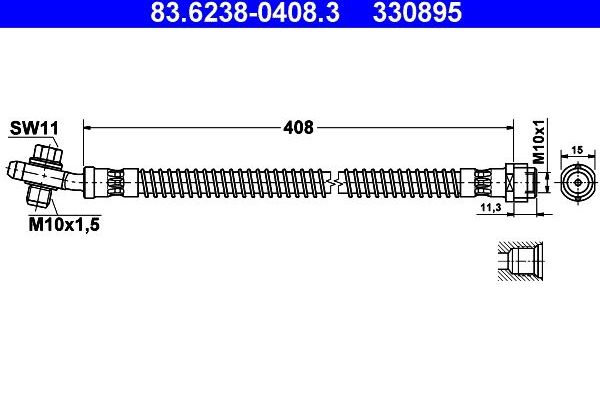 Тормозной шланг ATE. Артикул 83.6238-0408.3