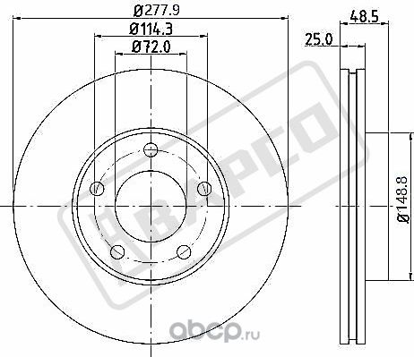 Тормозные диски передн.вентил. BD0054 (Bapco). Артикул BD0054