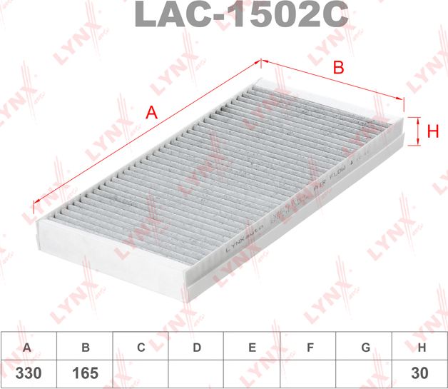 Салонный фильтр LYNXauto для Saab 9-3 II 2002-2015. Артикул LAC-1502C