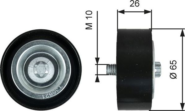 Направляющий (ведущий) ролик приводного поликлинового ремня Gates (Металл) для Mercedes-Benz B-Класс I (W245) 2005-2011. Артикул T36621