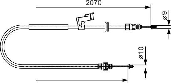 Трос ручника (тросик ручного тормоза) Bosch задний левый для Ford S-MAX I 2006-2007. Артикул 1 987 482 133