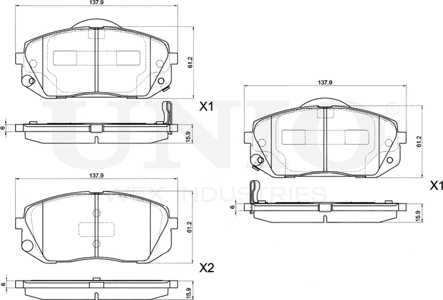 Колодки тормозные дисковые, комплект (Unio). Артикул BRP-20247