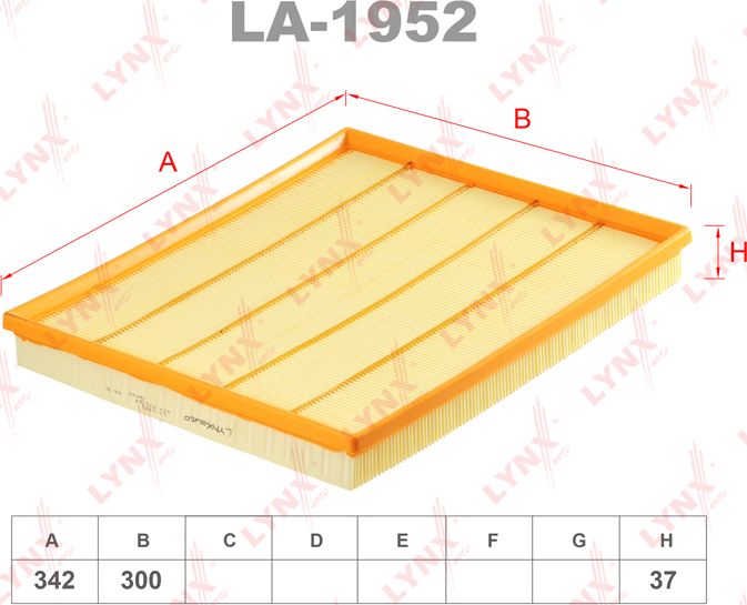 Воздушный фильтр LYNXauto. Артикул LA-1952