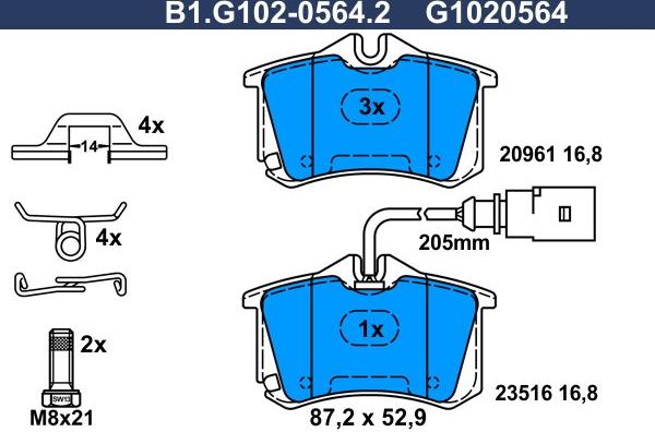 Тормозные колодки Galfer. Артикул B1.G102-0564.2