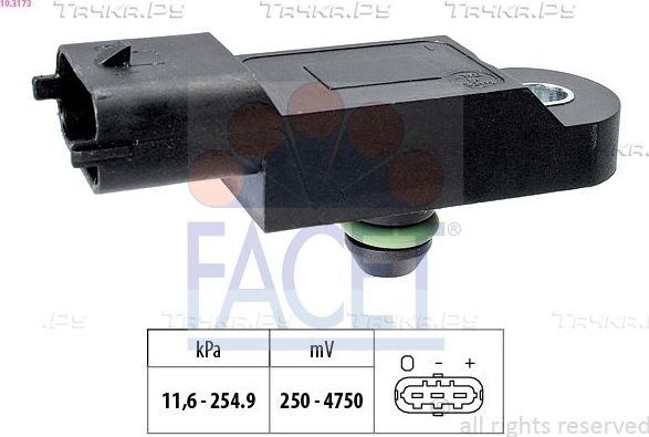 Датчик абсолютного давления (ДАД, MAP) Facet Made in Italy - OE Equivalent для Renault Vel Satis I 2002-2009. Артикул 10.3173