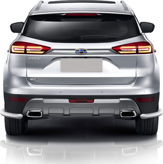 Защита Slitkoff заднего бампера d57 уголки для Geely Atlas 2016-2026 Серебристая. Артикул GEAT08S