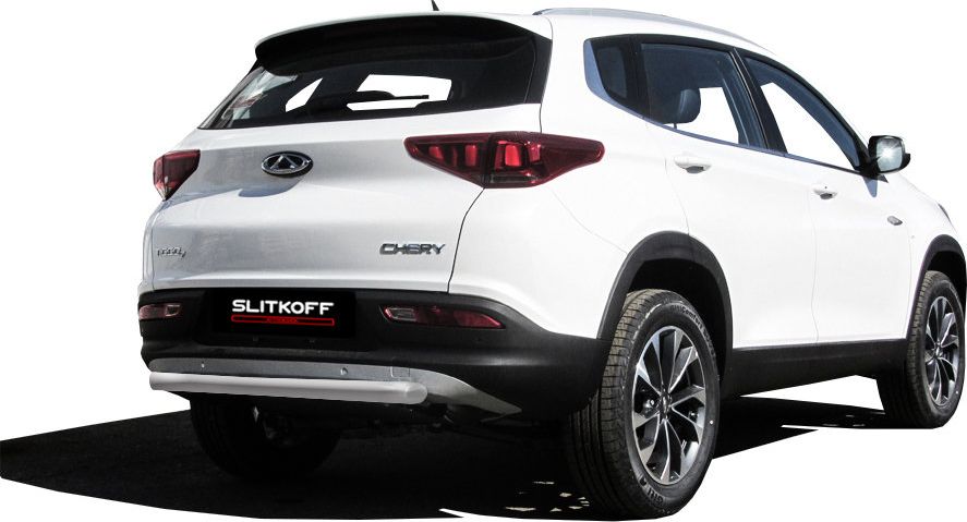 Защита Slitkoff заднего бампера d57 для Chery Tiggo 7 2016-2026 Серебристая. Артикул CT7-006S