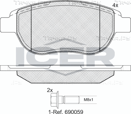 Тормозные колодки Icer передние для Citroen C4 I 2004-2011. Артикул 181429-400