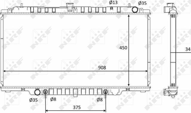 Радиатор охлаждения двигателя NRF для Nissan Patrol Y61 2000-2026. Артикул 58548