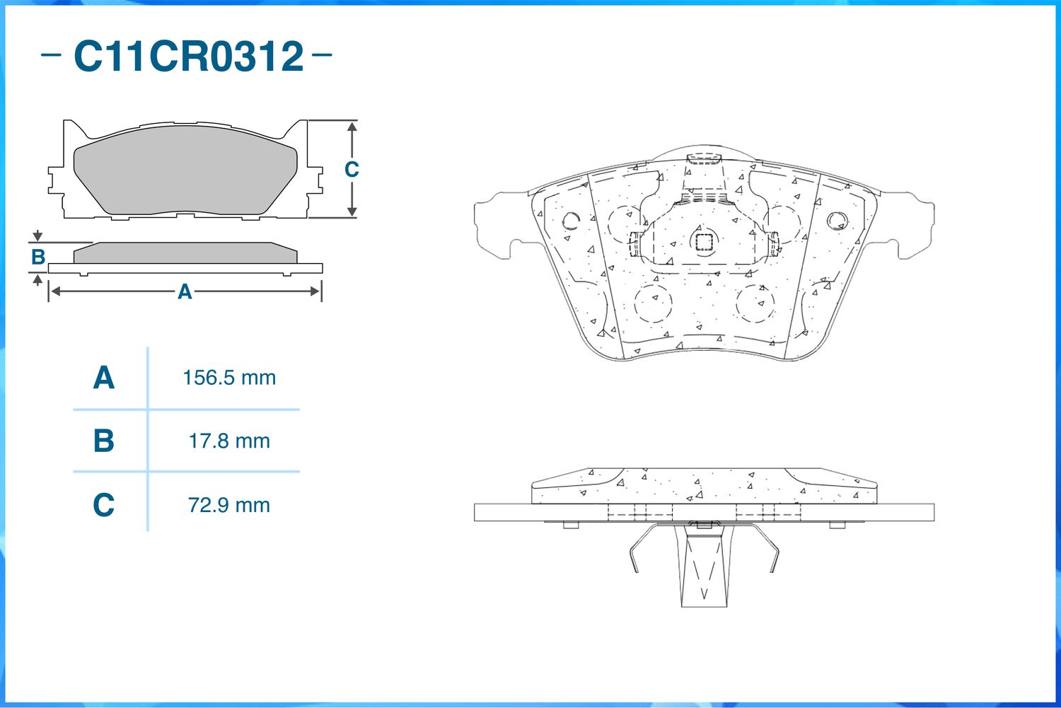 Колодки тормозные передние (Cworks). Артикул C11CR0312