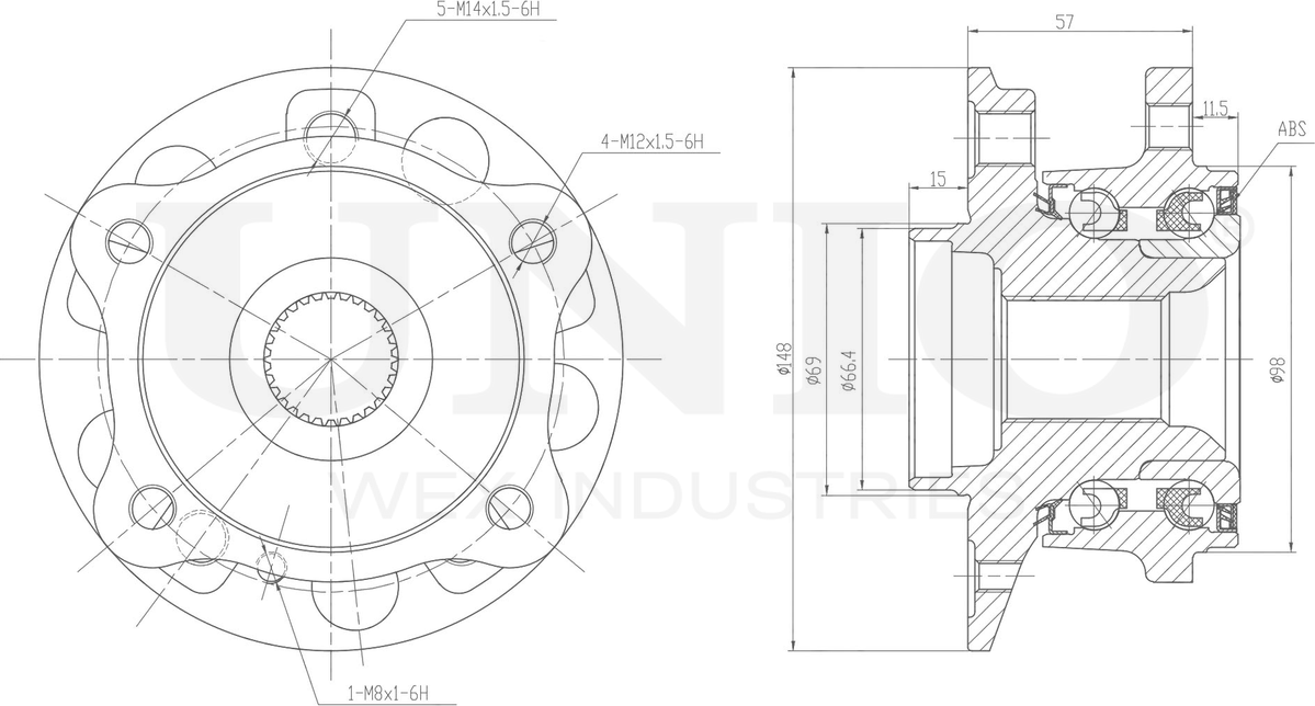 Ступица колеса с интегрированным подшипником (Unio). Артикул HUB-20196