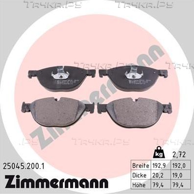Тормозные колодки Zimmermann передние для BMW 7 V (F01/F02/F04) 2008-2015. Артикул 25045.200.1