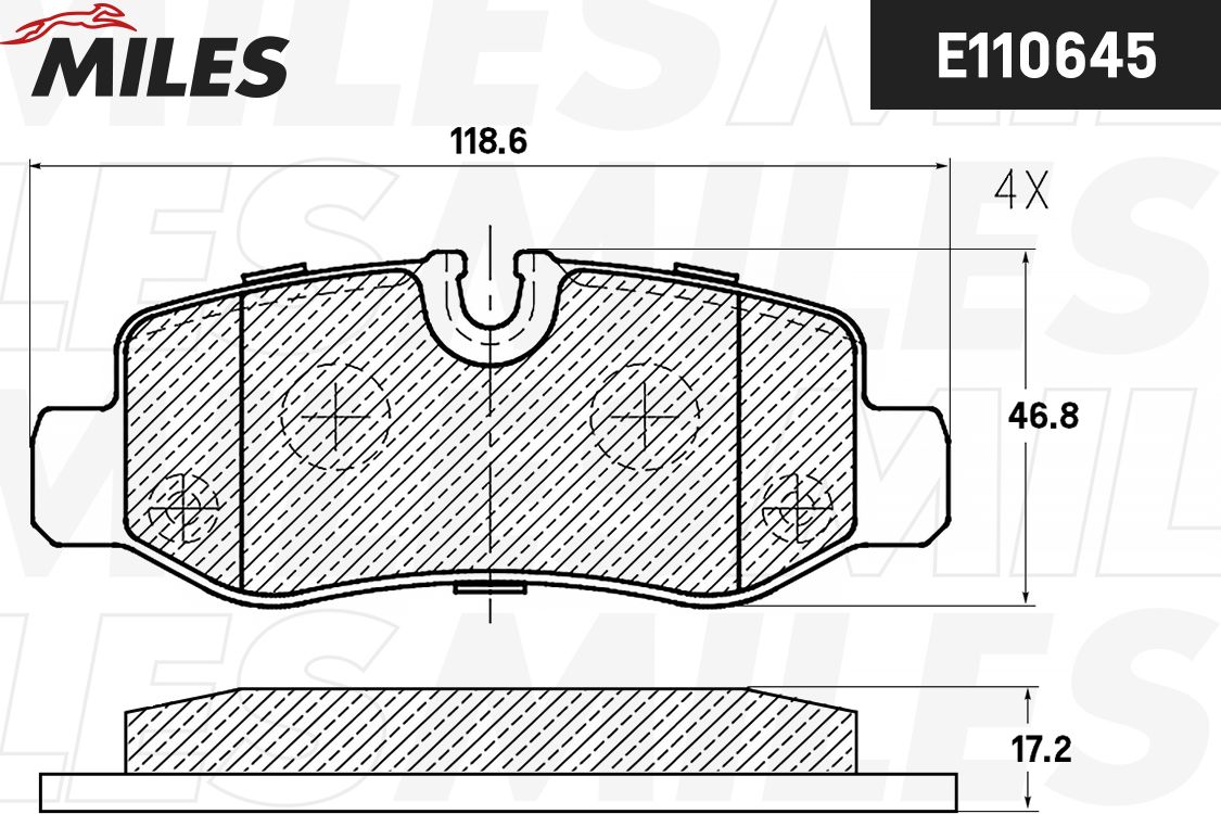 Тормозные колодки Miles (Semi-Metallic). Артикул E110645