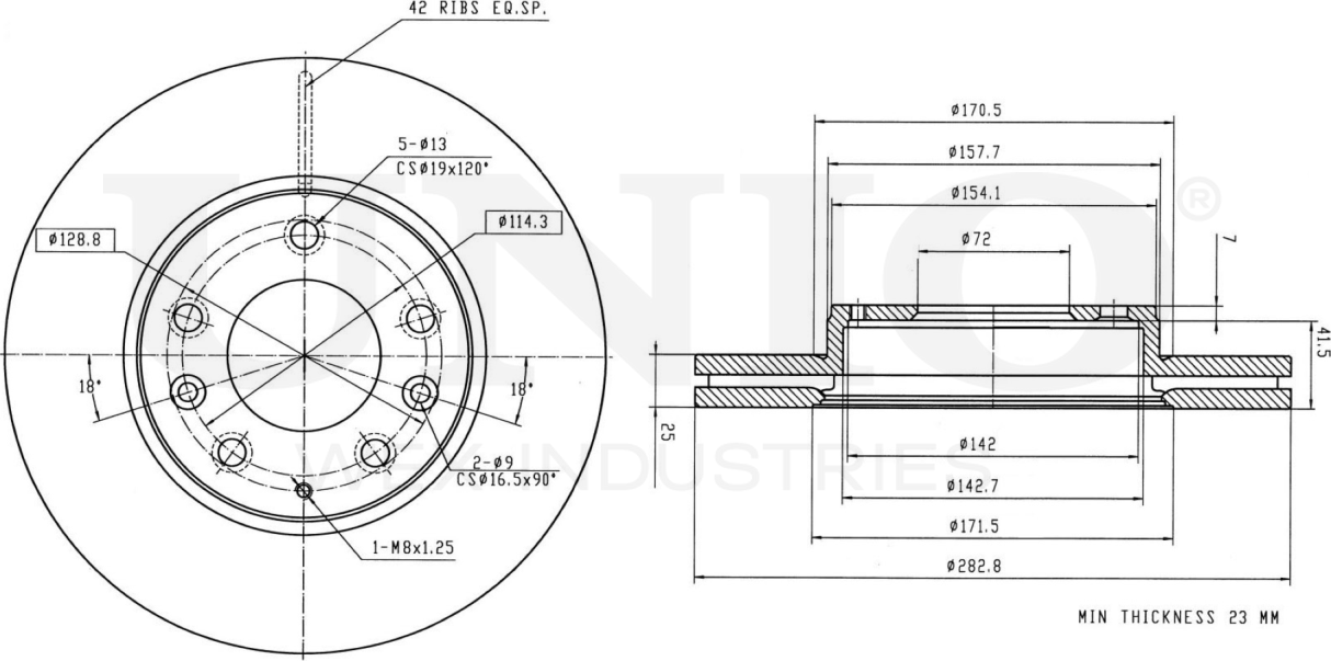 Диск тормозной (Unio). Артикул BRD-20218