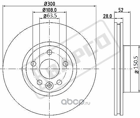 Тормозные диски передн.вентил.BD0554 (Bapco). Артикул BD0554