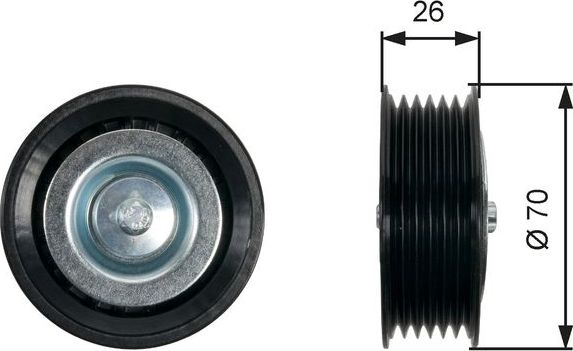 Направляющий (ведущий) ролик приводного поликлинового ремня Gates (полимерный материал). Артикул T36469