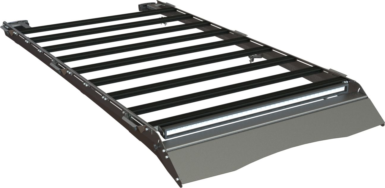 Экспедиционный багажник STC для Toyota Fortuner II 2015-2026 шторка, дальний, рабочий и задний свет. Артикул STC-TFO/15-TR1-L1L2L3