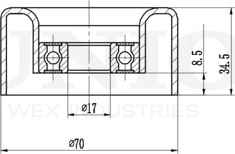 Ролик поликлинового ремня натяжной (Unio). Артикул TNS-10215