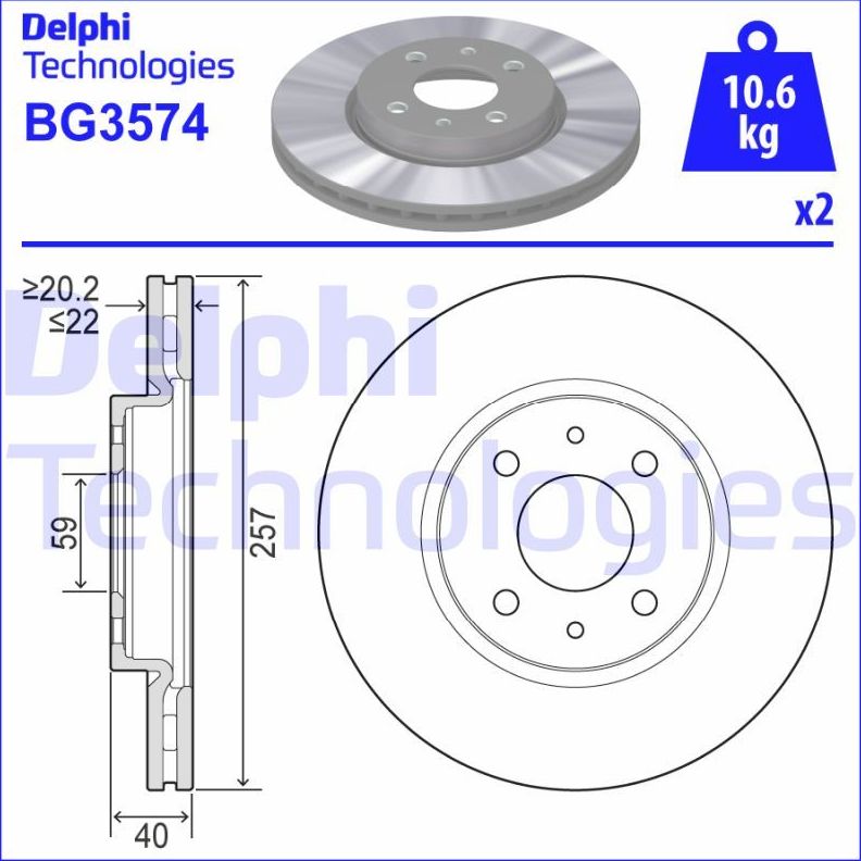 Тормозной диск Delphi. Артикул BG3574