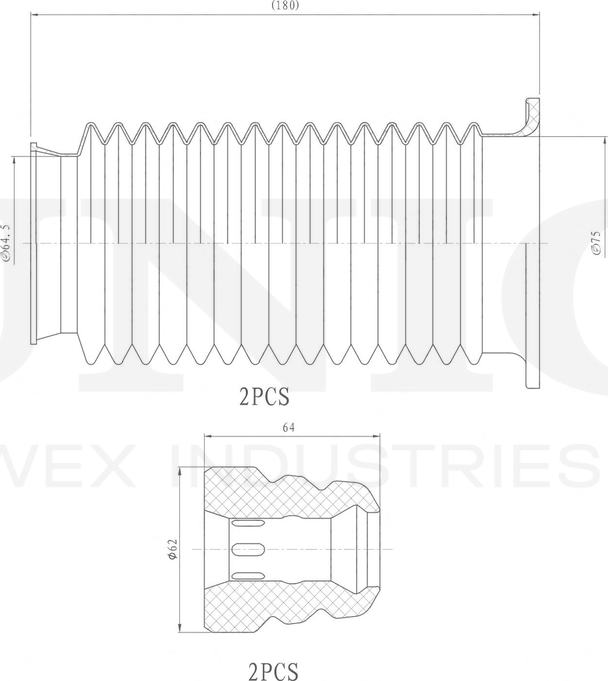 Отбойник и пыльник амортизатора, комплект (Unio). Артикул DUC-50055