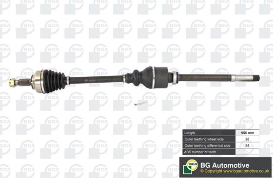 Полуось (привод в сборе, приводной вал) BGA передняя правая для Peugeot 407 2004-2011. Артикул DS6736R