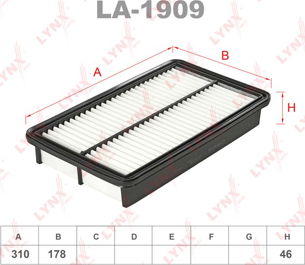 Воздушный фильтр LYNXauto. Артикул LA-1909