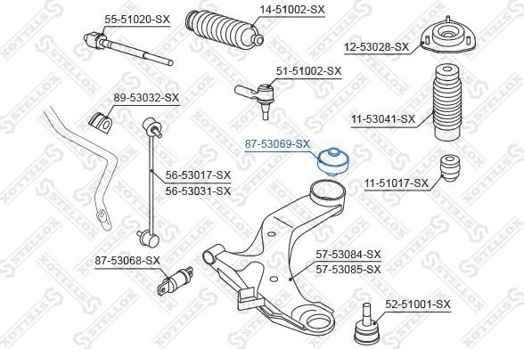 Сайлентблок переднего рычага подвески Stellox. Артикул 87-53069-SX
