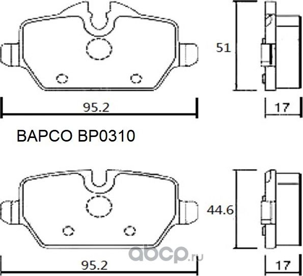 Колодки тормозные дисковые зад. BMW 1 (E81) 116 I, 3 (E90) 316 I, 3 Co (Bapco). Артикул BP0310