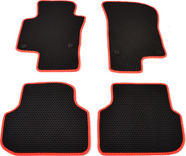 Коврики резиновые Avtodriver SOTA для салона Volkswagen Jetta VI 2010-2015 Черные, красный кант. Артикул EVAS.0693.02