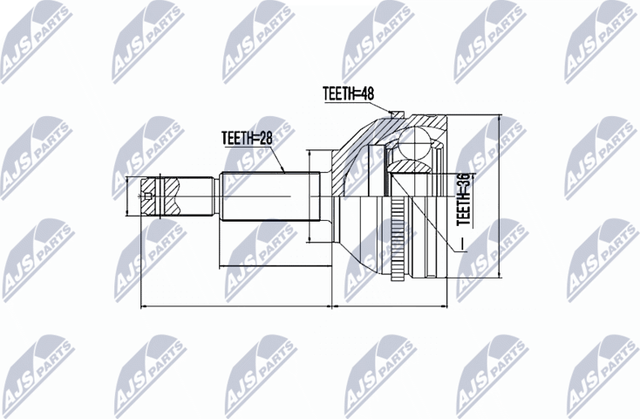 Шрус внутренний (граната) NTY передний для Ford Transit VI 2000-2006. Артикул NPZ-FR-035