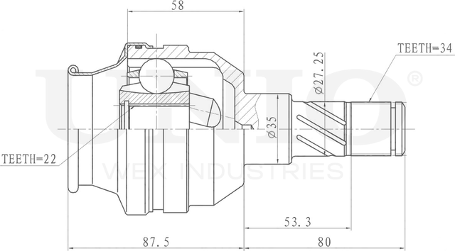 ШРУС внутренний (Unio). Артикул CVJ-30015