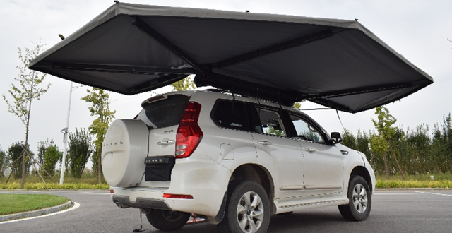 Маркиза автомобильная РИФ веерная, безопорная 2,3х2 м (правая), увеличенная, Серая. Артикул RIFAV042023822