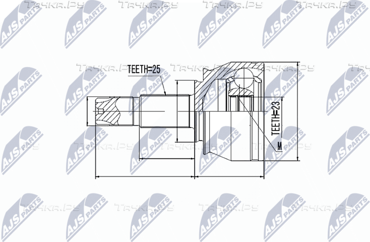 Шрус внутренний (граната) NTY передний для Fiat Fiorino III 2007-2013. Артикул NPZ-FT-053