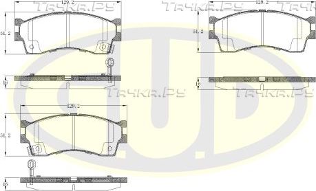 Тормозные колодки G.U.D. передние для Kia Clarus II 1998-2001. Артикул GBP880179