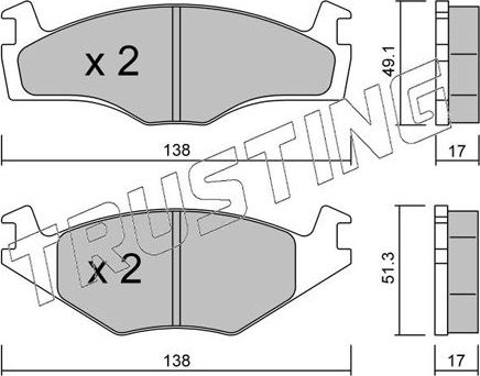 Тормозные колодки Trusting передние для SEAT Ibiza II 1996-1999. Артикул 047.2