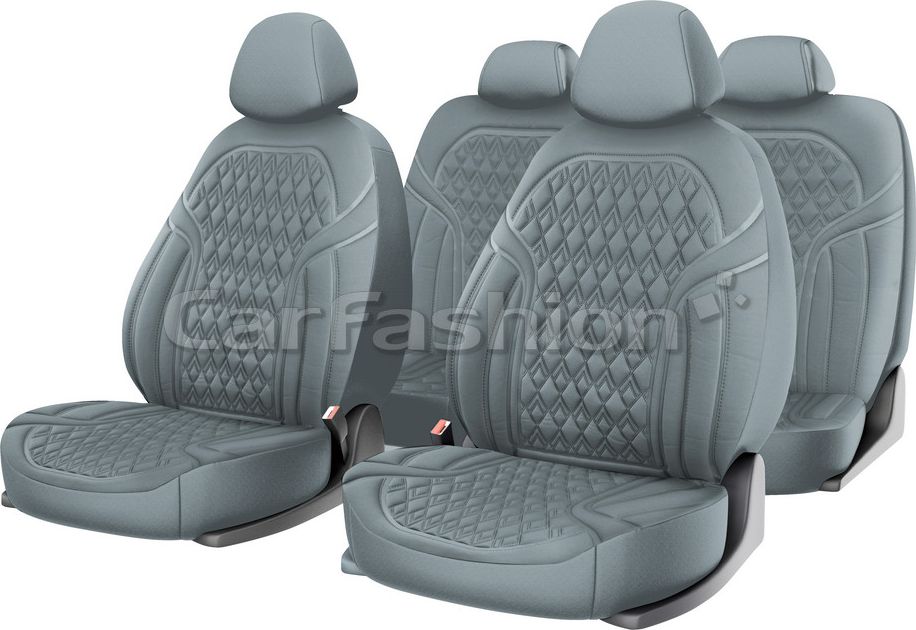 Чехлы универсальные CarFashion Impulse на сидения авто, цвет Светло-серый. Артикул 10134