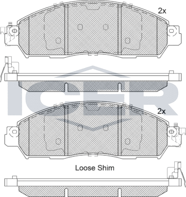 Тормозные колодки Icer передние для Nissan Navara D23 2015-2026. Артикул 182249