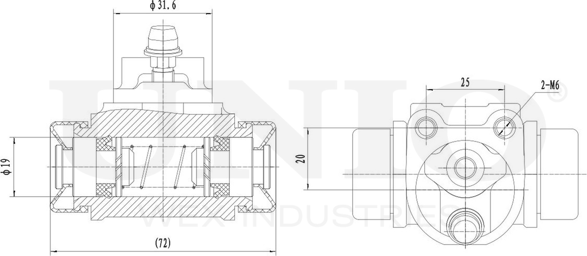 Цилиндр тормозной рабочий (Unio). Артикул BRC-20515
