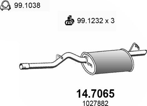 Глушитель (задняя часть) Asso для Ford KA I 1996-2008. Артикул 14.7065