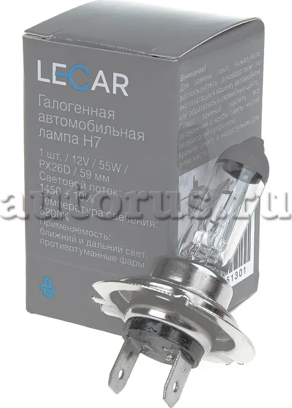 АВТОМОБИЛЬНАЯ ЛАМПА LECAR H7 (12V, 55W, PX26D). Артикул LECAR000051301