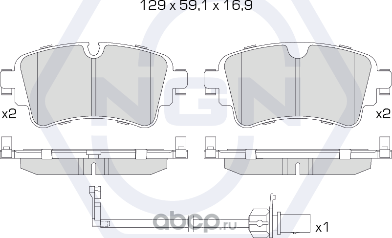 Колодки тормозные керамические, задние (NGN). Артикул 3502327