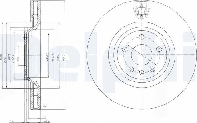 Тормозной диск Delphi для Audi A3 II (8P) 2011-2012. Артикул BG9054