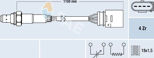 Лямбда-зонд (кислородный датчик) FAE. Артикул 77140