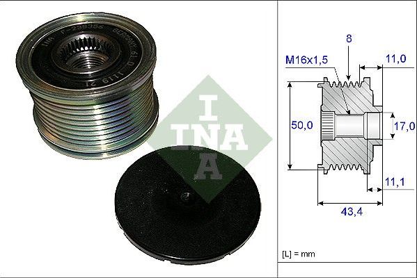 Муфта генератора обгонная Ina для Mercedes-Benz R-Класс I 2006-2014. Артикул 535 0108 10
