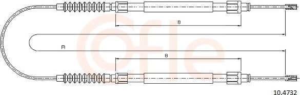 Трос ручника (тросик ручного тормоза) Cofle. Артикул 10.4732