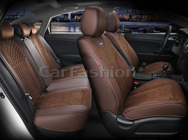 Чехлы универсальные каркасные CarFashion 5D Shell Plus на сидения авто, цвет Кофе/Кофе/Кофе. Артикул 22517